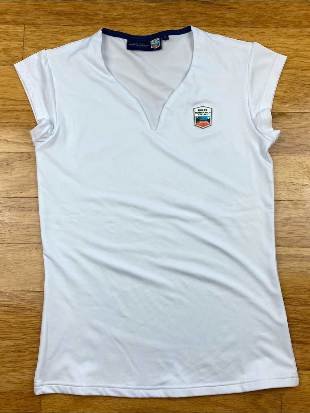 Rolex Monte-Carlo Masters Shirt Womens Medium White Tennis V-Neck Stretch Top